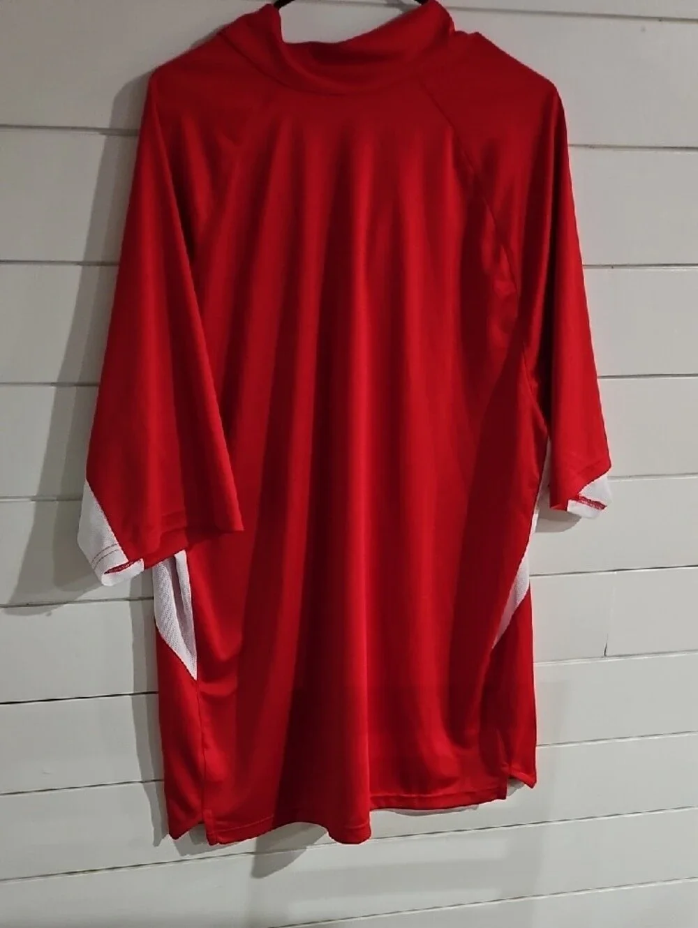 Nike Red Short-Sleeve Quarter-Zip Athletic Top with White Accents Like New Sz XL